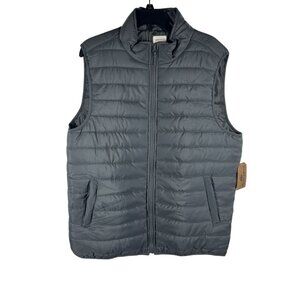 Eight Bells Quilted Puffer Vest Men's Size Large Gray Pockets Sleeveless NEW